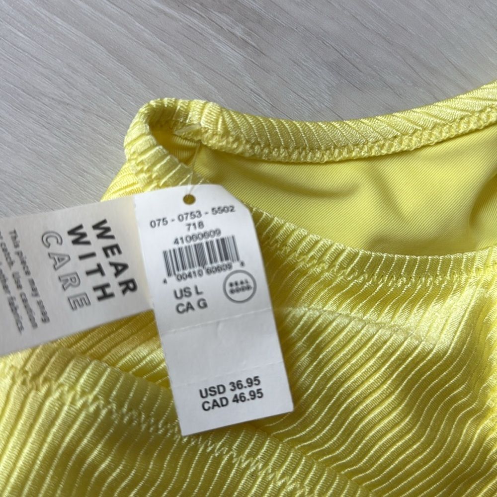 Aerie Shine‎ Rib Straight Scoop Bikini Top Large Yellow NWT - Picture 6 of 6